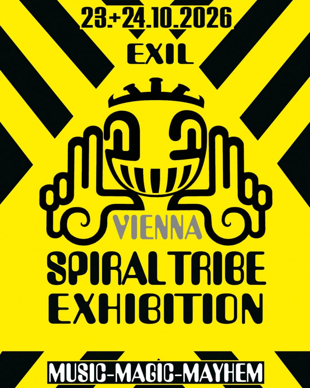 SP23 Full Crew Rave / Spiral Tribe Exhibition Vienna event artwork