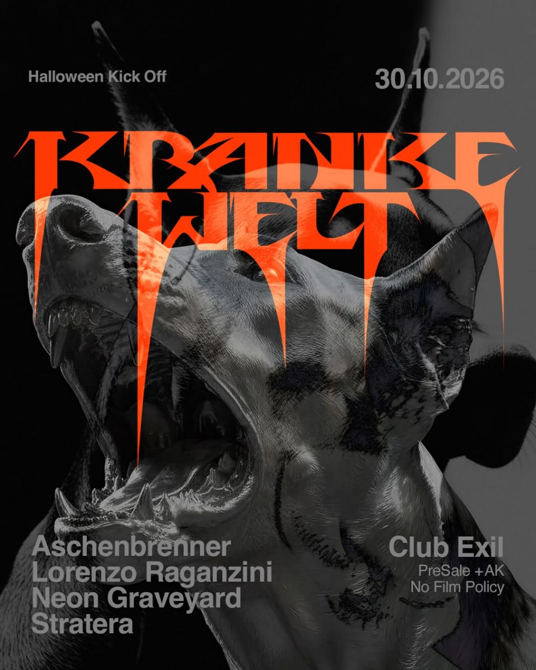 KRANKE WELT: Halloween Kickoff event poster
