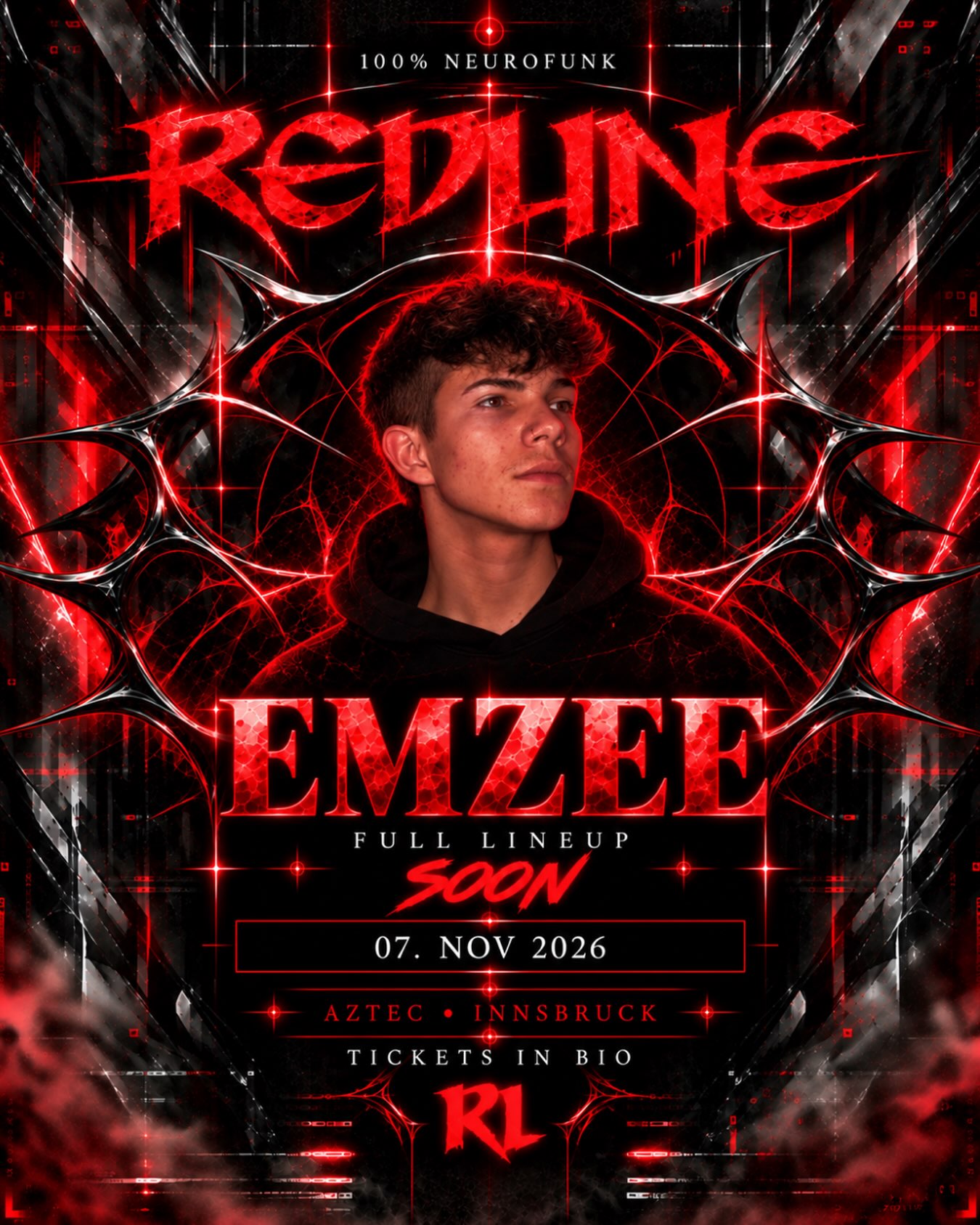 REDLINE: EMZEE & TOXXISTENZE event poster
