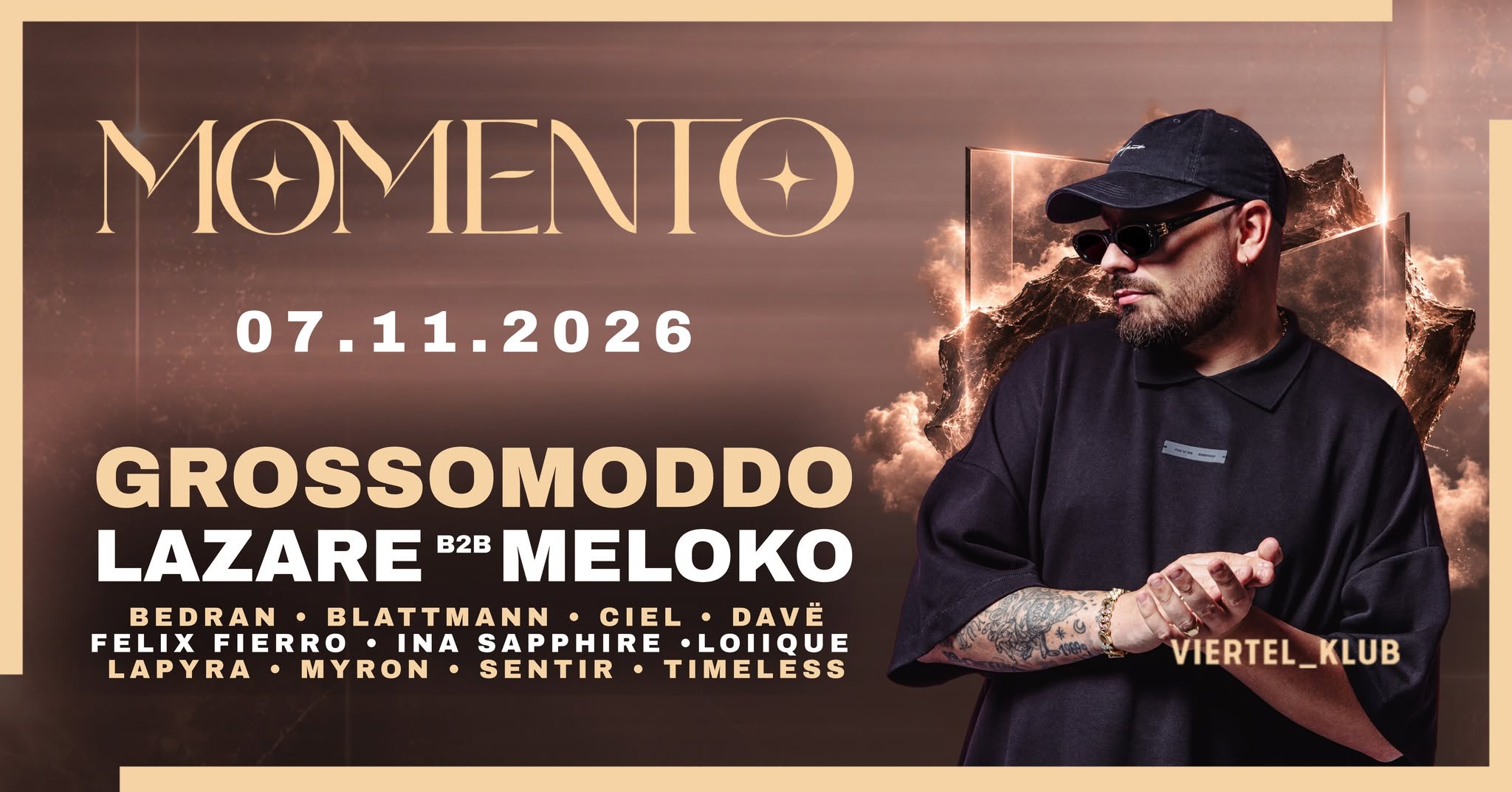 MOMENTO W/ GROSSOMODDO & LAZARE B2B MELOKO event poster