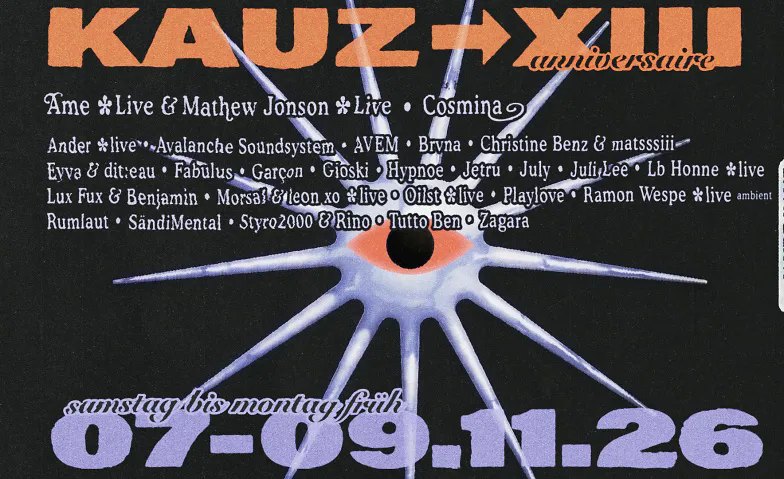 XIII Jahre Kauz – Samstag bis Montag event poster