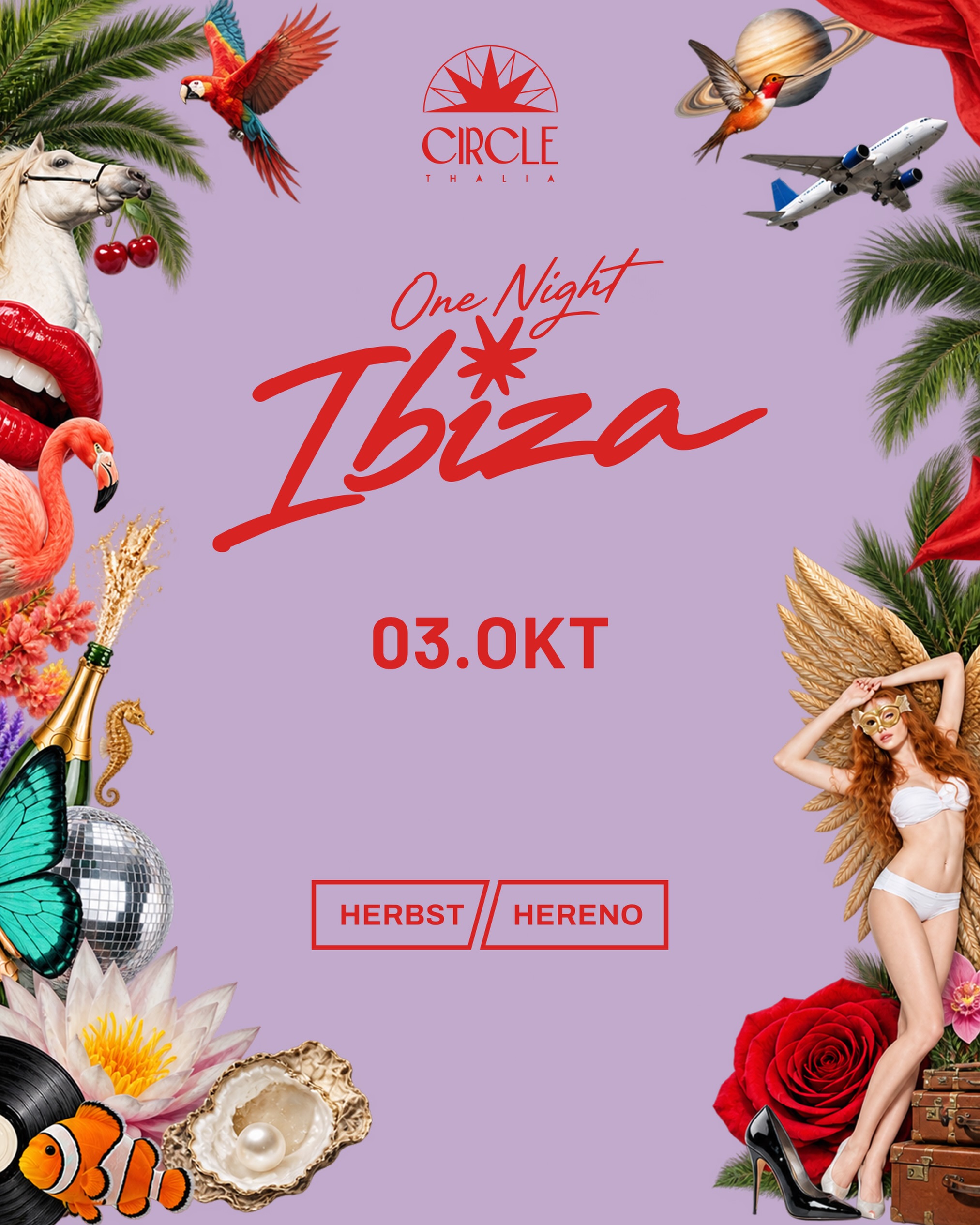 One Night Ibiza — Herbst & Hereno event poster