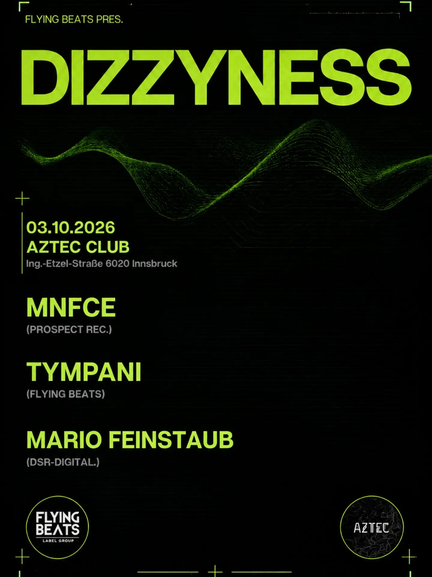 DIZZYNESS by Flying Beats Veranstaltungsplakat