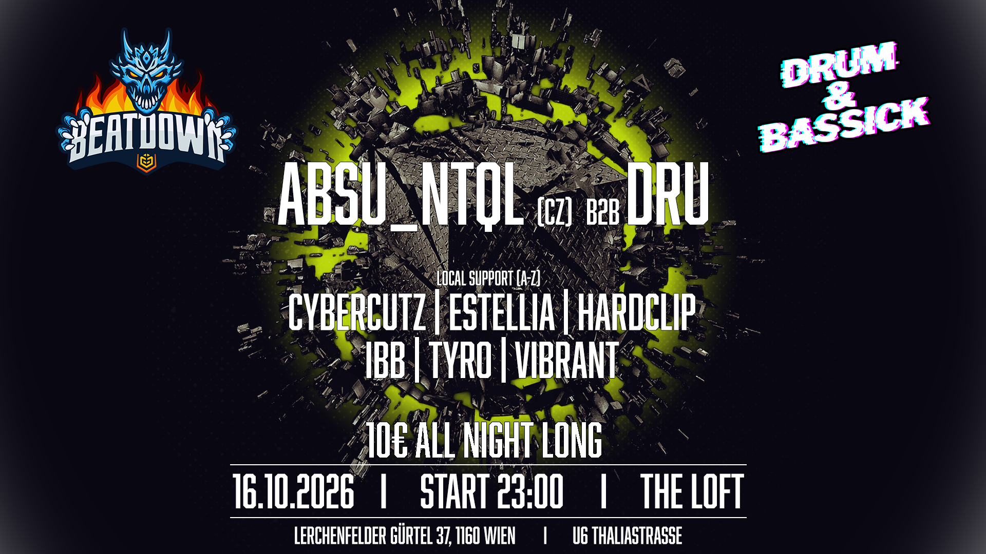 BEATDOWN x DRUM & BASSICK event poster