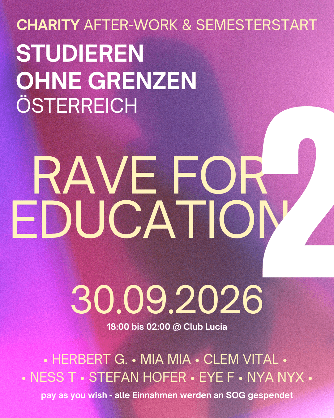 Rave for Education Vol.2 – Charity event von Studieren ohne Grenzen event poster