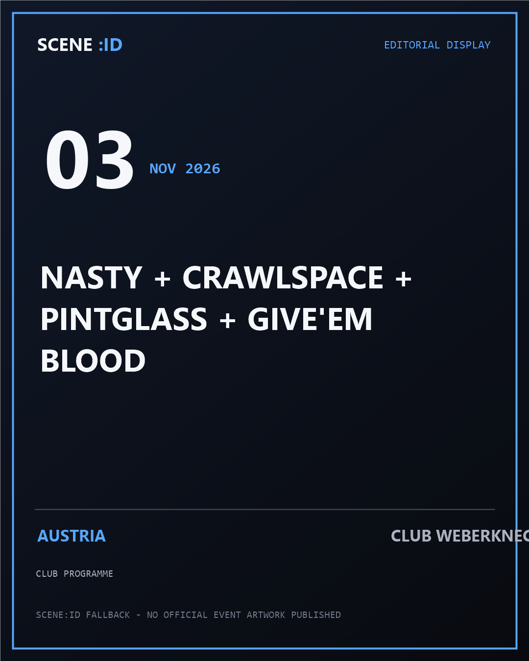 Nasty + Crawlspace + Pintglass + Give'em Blood event poster