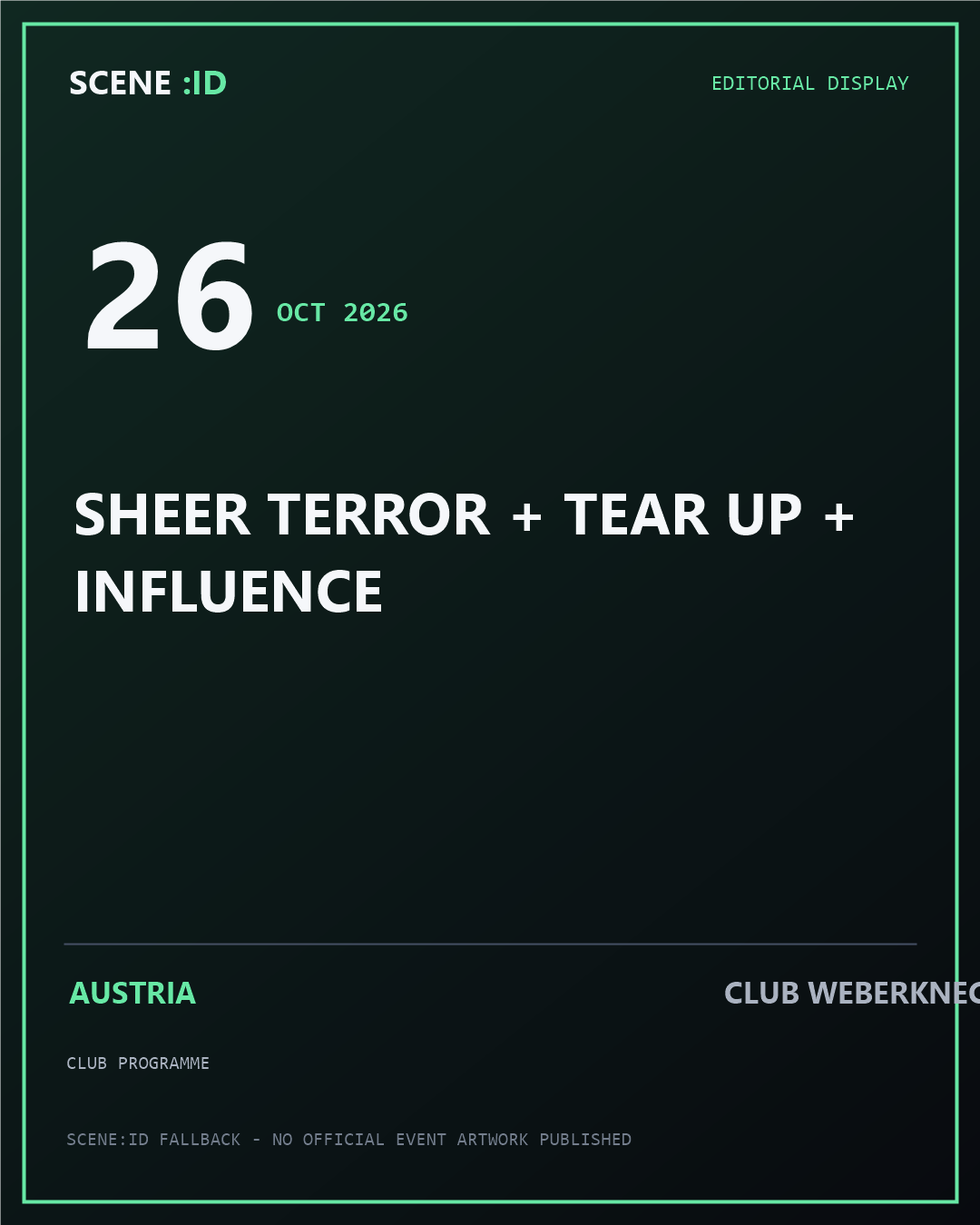Sheer Terror + Tear Up + Influence event poster