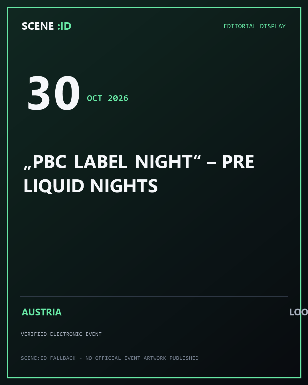 „PBC Label Night“ – Pre Liquid Nights Veranstaltungsplakat