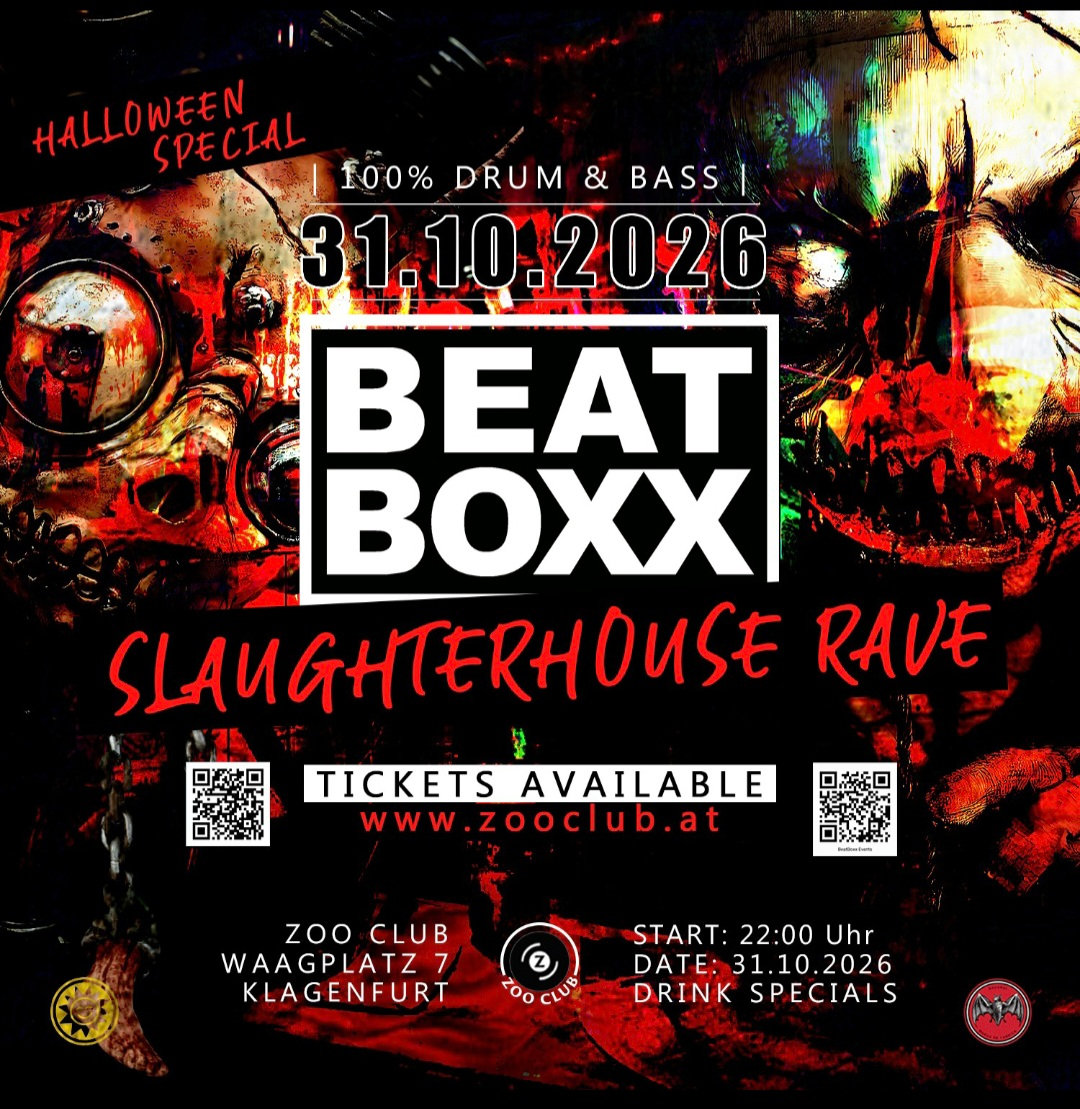 BEATBOXX: Halloween Slaughterhouse Rave Veranstaltungsplakat