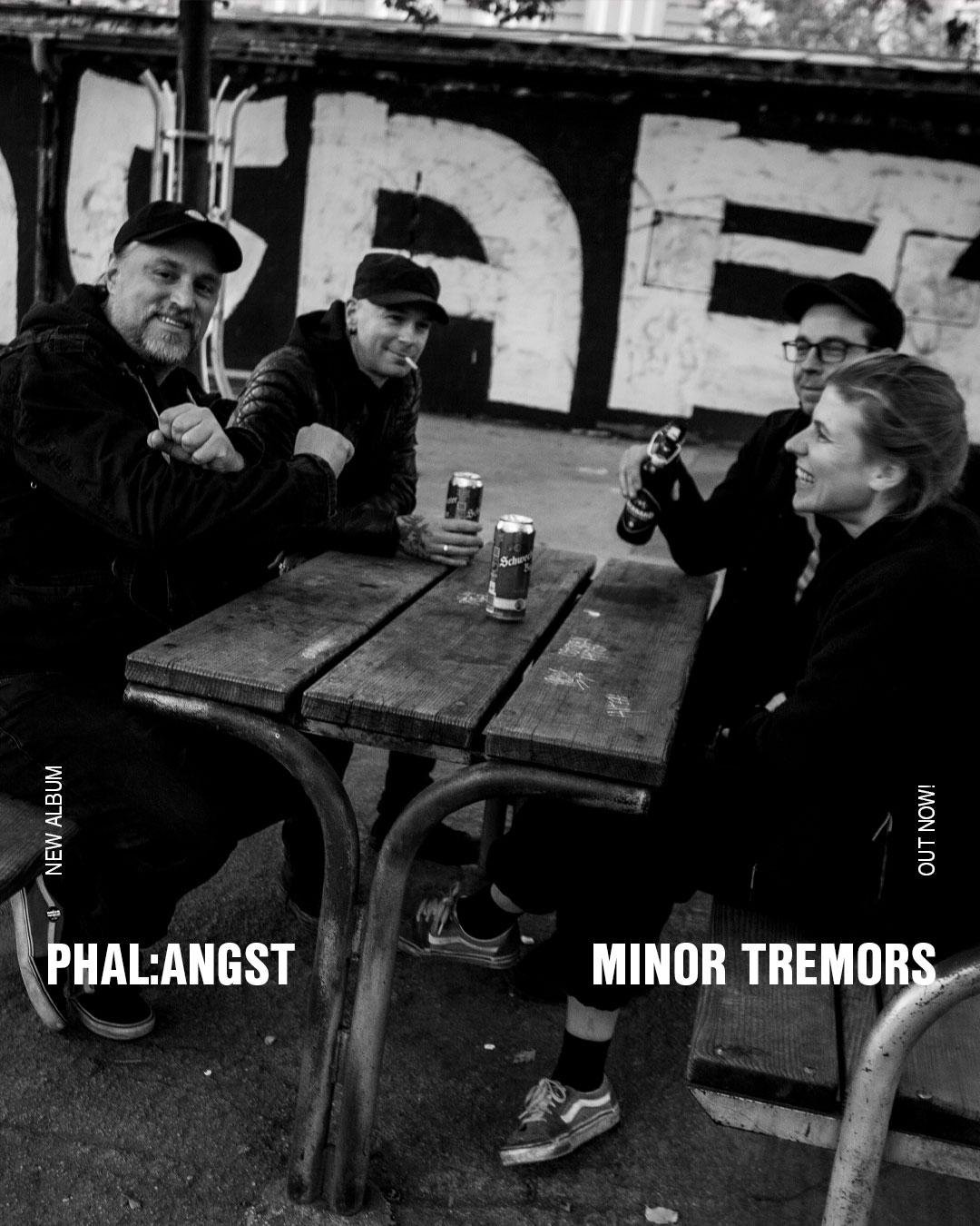 PHAL:ANGST band members in a black-and-white promotional image for Minor Tremors